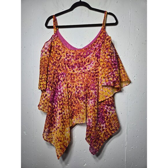 Platinum Design Collection Womens Asymmetrical Cold Shoulder Blouse Size 12 - Picture 2 of 10